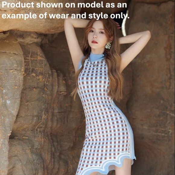 PH5 Lydia Wavy Asymmetric Dress Blue Multicolor - S - Picture 5 of 6